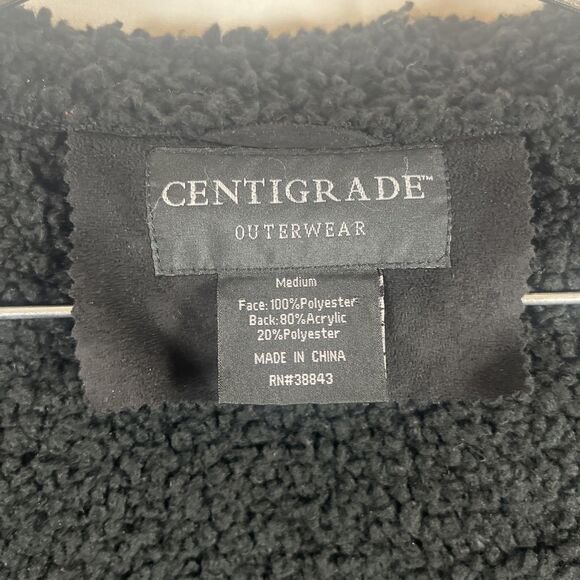 Centigrade Women’s Black Faux Shearling Suede Jacket Coat Button Front Sherpa M - Picture 8 of 9